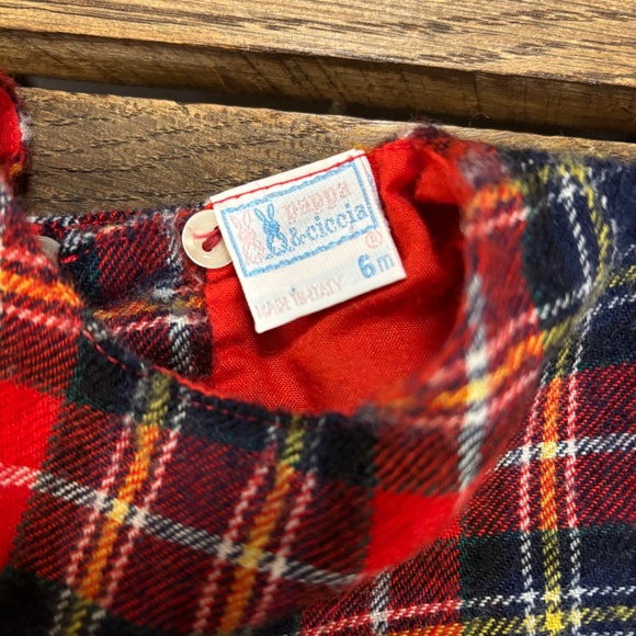 Vintage Pappa & Ciccia Romper 100% Wool Plaid Buttons Size 6 months - Picture 4 of 8